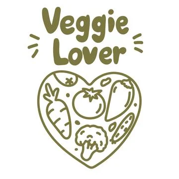 Veggie Lover Vegetable Heart Doodle Illustrazione stock