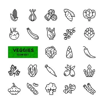 Veggies icon set Stock Illustration