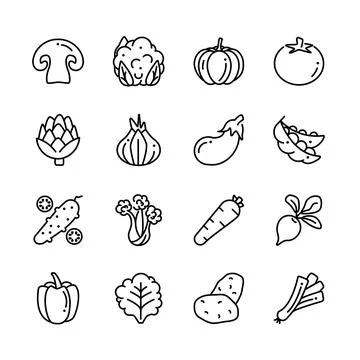 Veggies web icon set Stock Illustration
