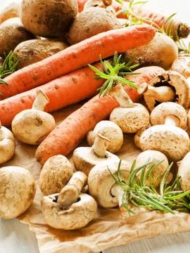 Veggies on wood Stock Photos