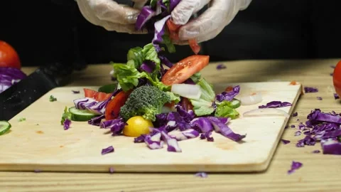 Vegitable Salad Mixing 스톡 동영상 169840030