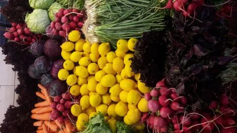 Vegitables and fruits on the shell in the local market Stock Photos