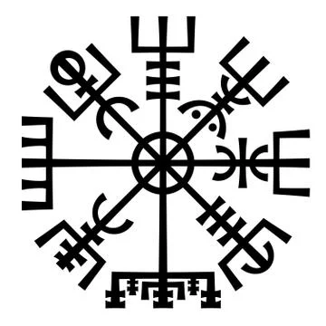 Vegvisir. The Magic Compass of Vikings. Runic Talisman. Stock Illustration