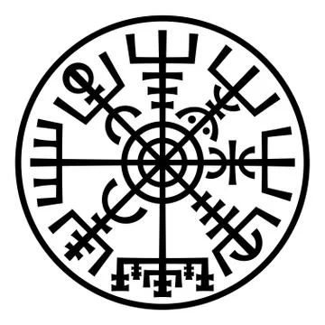 Vegvisir. The Magic Compass of Vikings. Runic Talisman (In The Ring). Stock Illustration