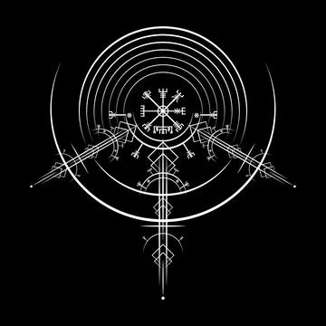 Vegvisir magic navigation compass ancient. The Vikings used many symbols Illustrazione stock