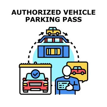 Vehicle access control with authorized parking pass イラスト素材