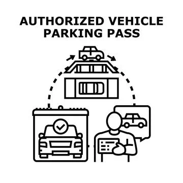Vehicle access control with authorized parking pass Stock Illustration