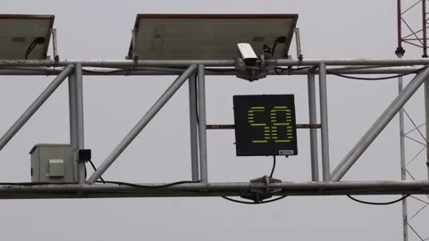 Vehicle Actuated Speed Display (VASD) on the highway Stock Footage 314522318