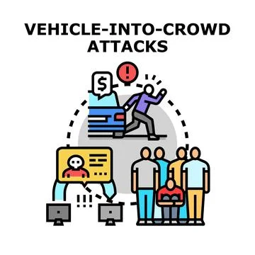 Vehicle attacking crowd, a concept for crime Stock Illustration