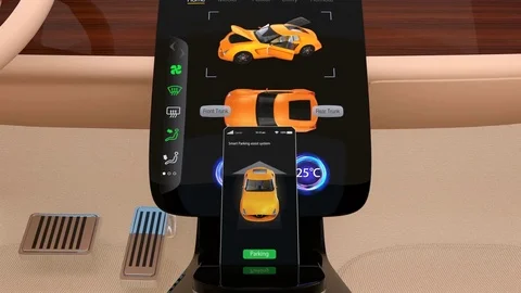 Vehicle automatic parking system interface Stock Footage 75739657