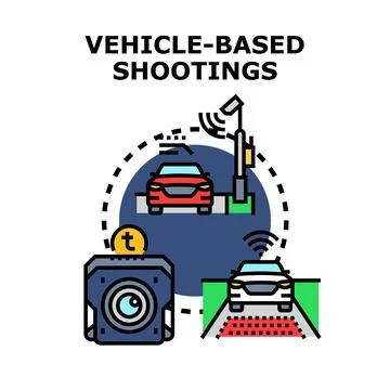 Vehicle based shootings concept with car tracking Stock Illustration