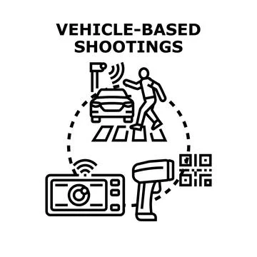 Vehicle based shootings concept with scanner and camera 스톡 일러스트