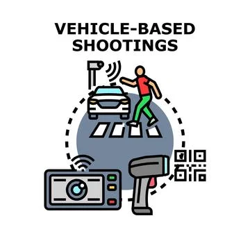 Vehicle based shootings concept with scanner and camera Stock Illustration