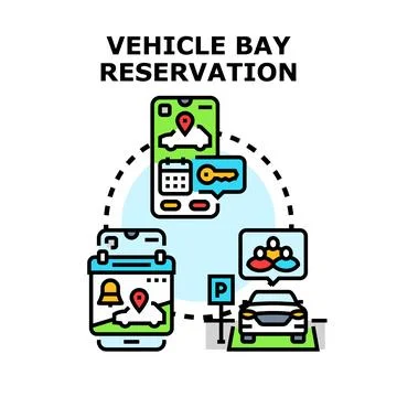 Vehicle bay reservation using mobile app service Stock Illustration