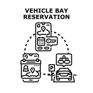 Vehicle bay reservation using mobile app service イラスト素材