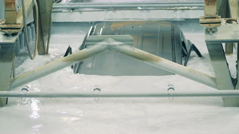 Vehicle body electrophoretic coating process Stock Footage 142304213