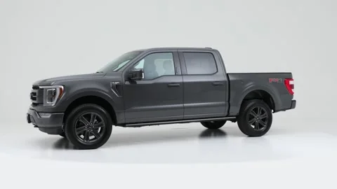 Vehicle bodywork in studio Dark Gray Metallic 2021 Ford F-150 Lariat pickup crew Stock Footage 159368533