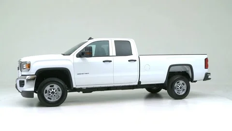 Vehicle bodywork in studio Lunar Silver Metallic 2016 GMC Sierra 2500HD SE Video stock 159388013