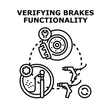 Vehicle brake system checking and maintenance concept Stock Illustration