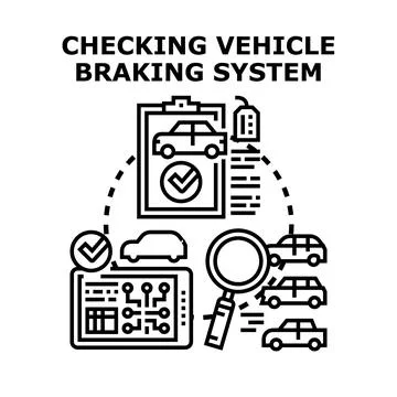 Vehicle braking system checking and car diagnostics service concept Stock Illustration
