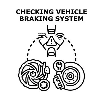 Vehicle braking system checking and repair concept Stock Illustration