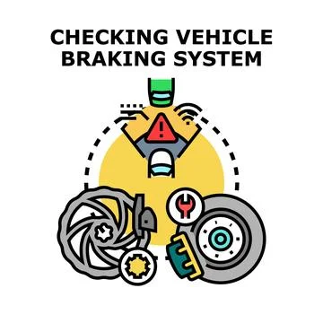 Vehicle braking system checking and repair concept Stock Illustration
