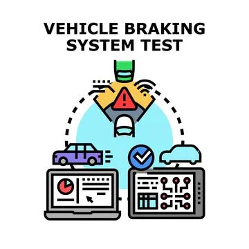 Vehicle braking system testing and diagnostics performing Stock Illustration