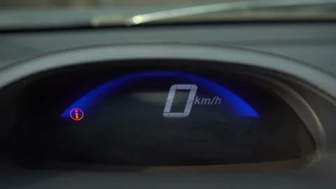 Vehicle, car hazard warning, two turn signals flashing on a dashboard Stock Footage 136501334