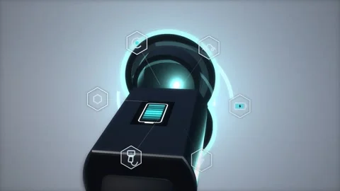 Vehicle Charge Port Scan Interface Hexagon Data Tiles Stock Footage 343380935