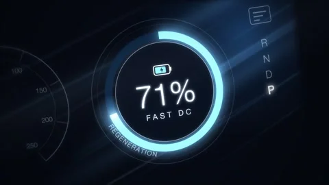 Vehicle Cluster Charging Ring Speedometer Blue Glow Display Видео 343380896