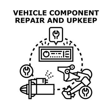 Vehicle component repair and upkeep technical service Stock Illustration