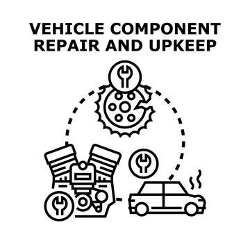 Vehicle component repair and upkeep service concept Stock Illustration