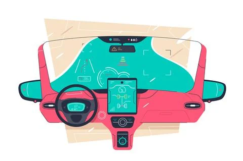 Vehicle computer board screen driving assistance Stock Illustration