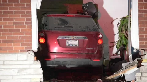 Vehicle Crashed Into Home Stock Footage 59867871