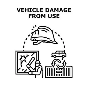 Vehicle damage from normal extensive handling process Stock Illustration