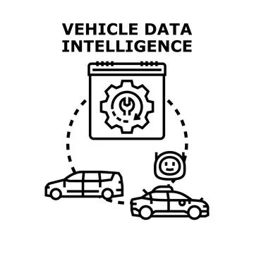 Vehicle data intelligence analyzing car diagnostics and smart services Stock Illustration