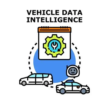 Vehicle data intelligence analyzing car diagnostics and smart services Ilustración de archivo