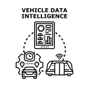 Vehicle data intelligence analyzing smart transportation system Stock Illustration