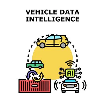 Vehicle data intelligence system collecting analyzing storing information Stock Illustration