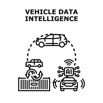 Vehicle data intelligence system collecting analyzing storing information Stock Illustration