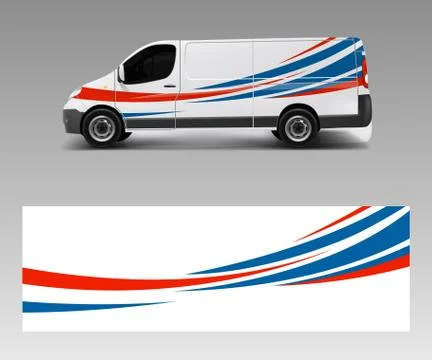 Vehicle decal wrap design cargo van vector. Graphic abstract wave background  Stock Illustration