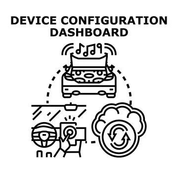 Vehicle device configuration dashboard for smart car system Stock Illustration