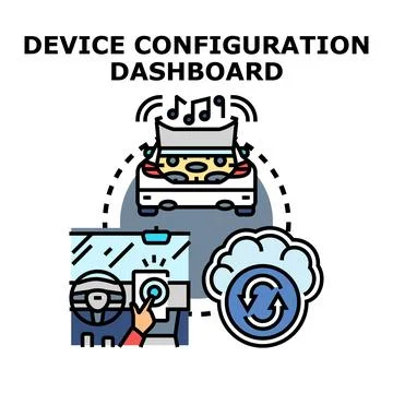 Vehicle device configuration dashboard for smart car system Stock Illustration