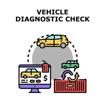 Vehicle diagnostic check concept visualizing car maintenance service Stockillustratie