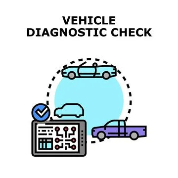 Vehicle diagnostic checking system detecting automotive problems Stock Illustration