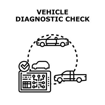 Vehicle diagnostic checking system detecting automotive problems Stock Illustration