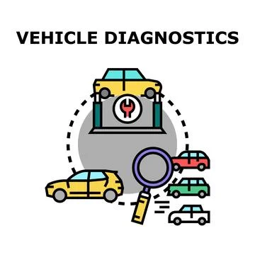 Vehicle diagnostics service performing auto repair and maintenance Stock Illustration