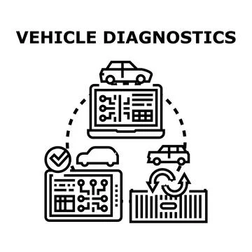 Vehicle diagnostics system concept detecting car issues Stock Illustration
