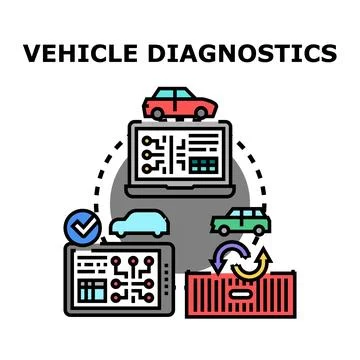 Vehicle diagnostics system concept detecting car issues Stock Illustration