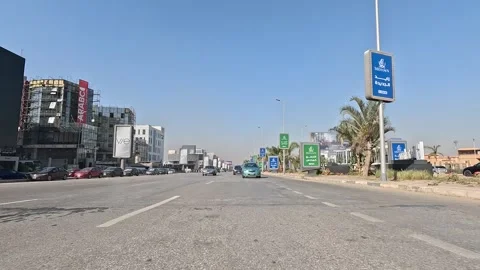 Vehicle Driving Through Clean District Streets New Cairo Showing Buildings Stock Footage 329851349
